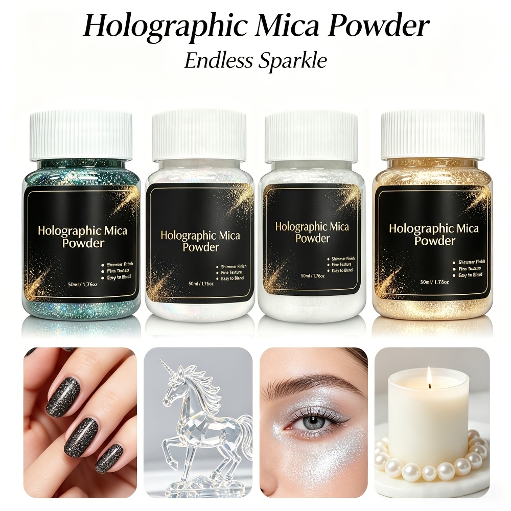 Candle Making Supplies Usa - Mica Powder 4 Colors Holographic Pigment