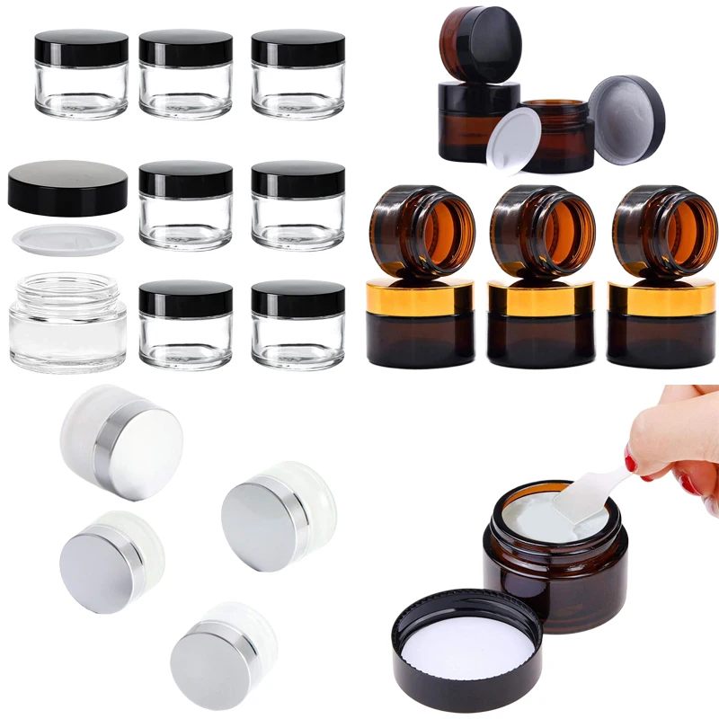 Candle Supplies Glass Jars - 5Pcs 5g-100g Mini Amber Round Glass