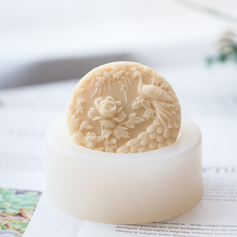 Candle Making Supplies Usa - Peacock Flower Pattern Silicone Soap Mold