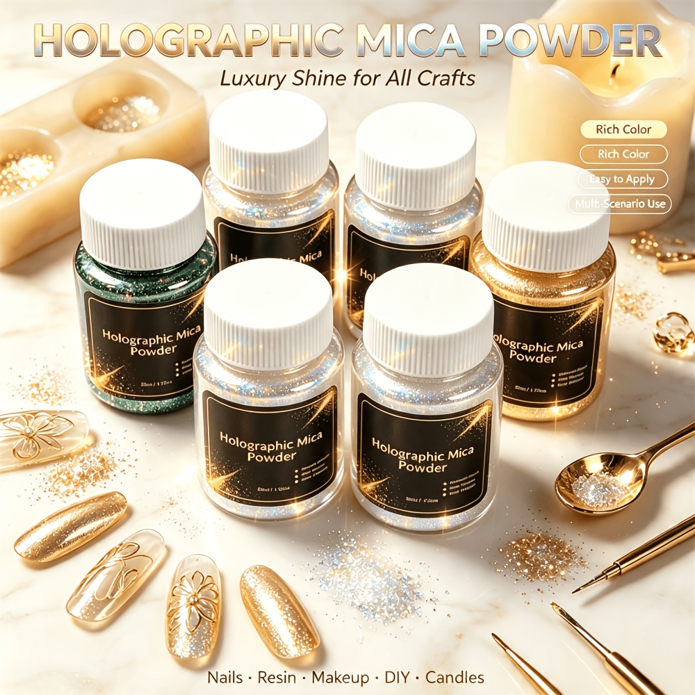 Mica Powder 4 Colors Holograph - Candle Making Supplies Usa recension och pris