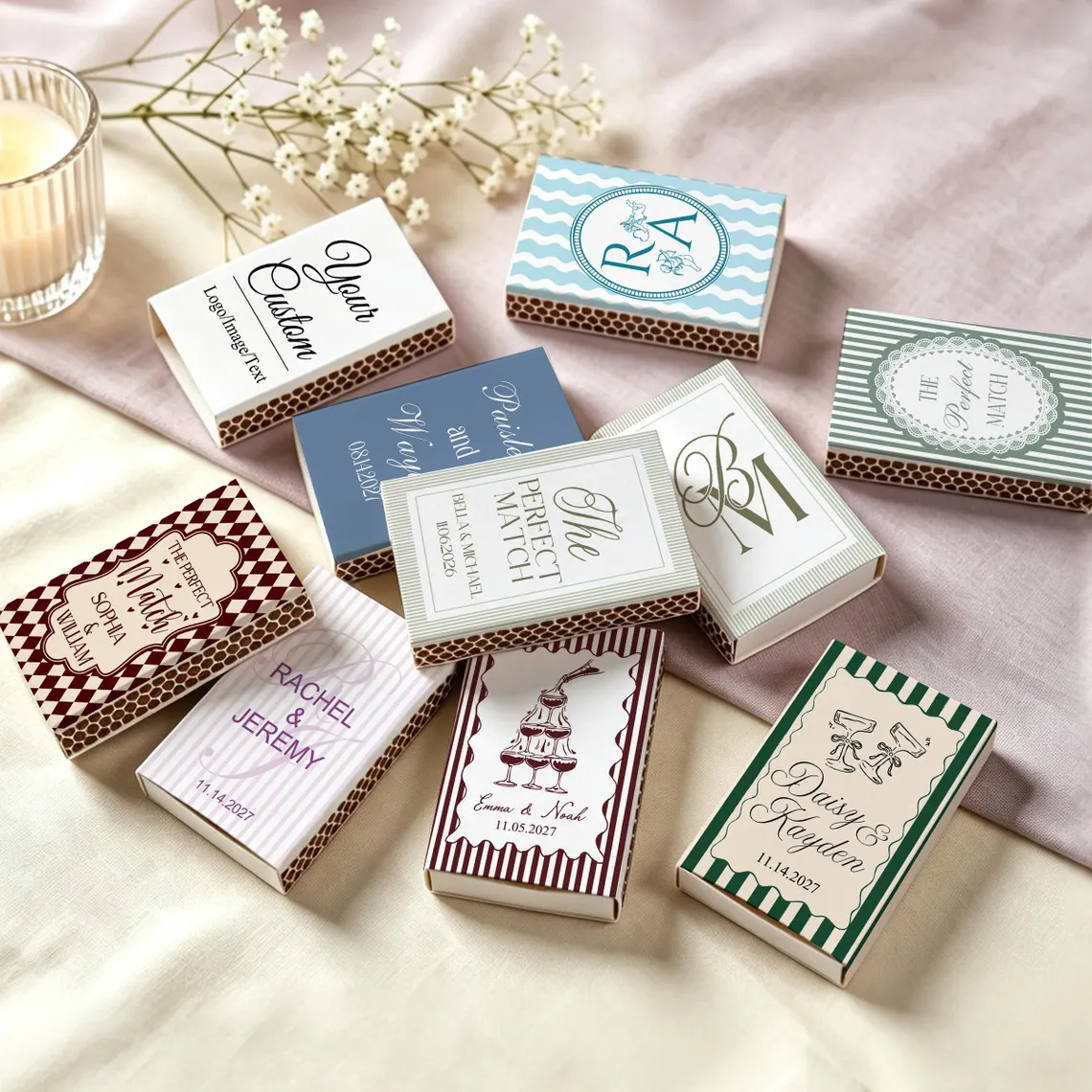 Customized Retro Wedding Match - Sticker Label Template recension och pris