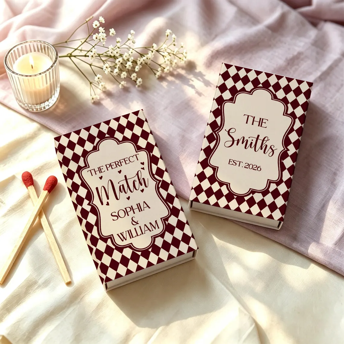 Customized Retro Wedding Match - Sticker Label Template recension och pris