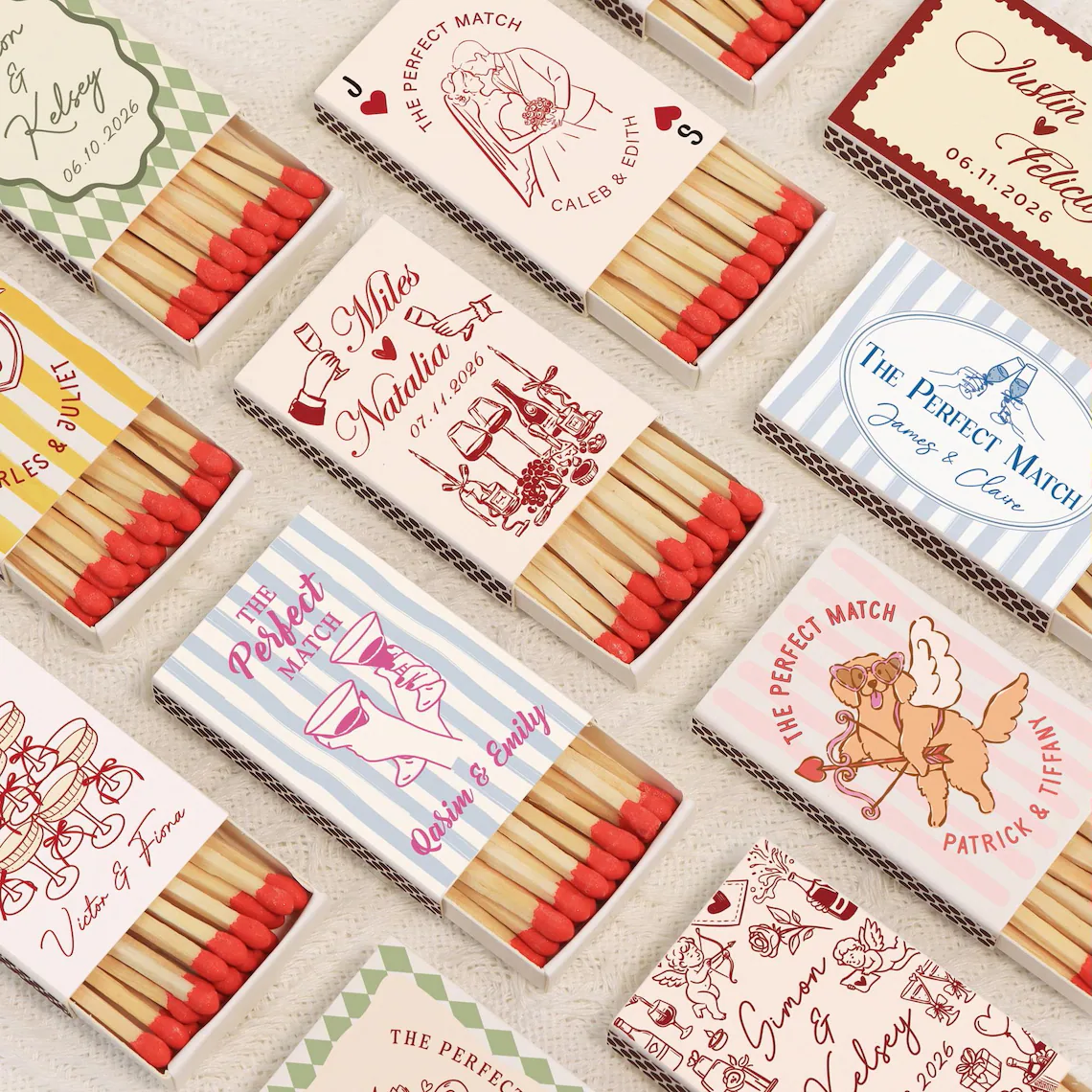 Customized Retro Wedding Match - Sticker Label Template recension och pris